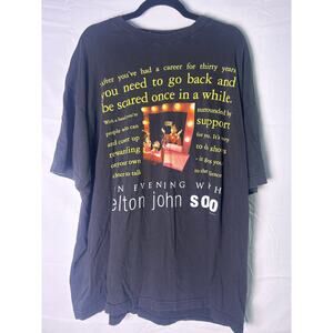 1999 Vintage Elton John An Evening With... Tour T-Shirt Pop Music Black Shirt XL